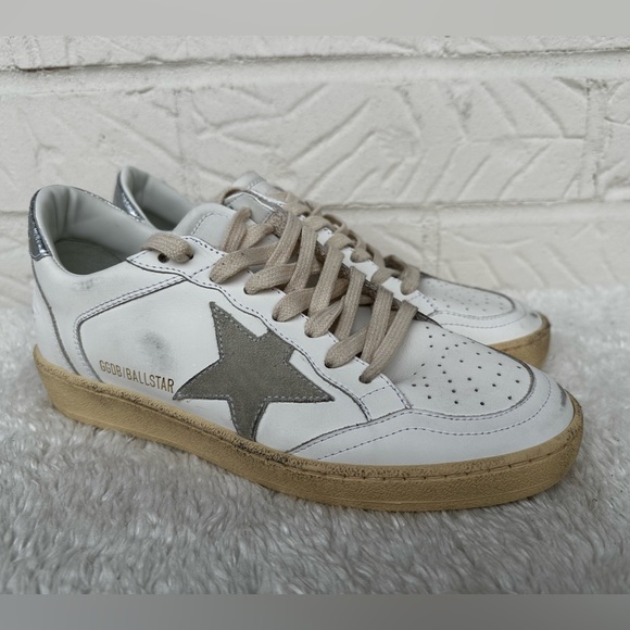 New Golden Goose Ball Star White/Ice/Silver Sneakers Size 38 - Picture 2 of 10